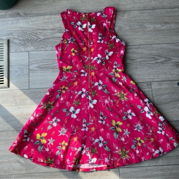 Yumi Sleeveless Floral Casual DARK PINK SKATER DRESS - Picture 11 of 14